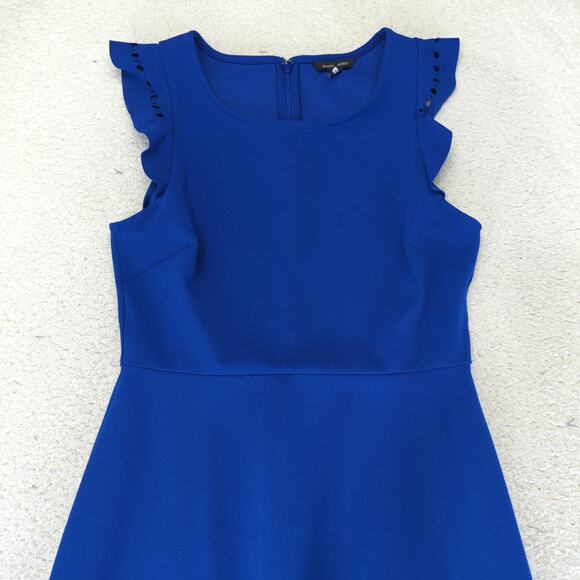 Banana Republic Cobalt Blue Short Sleeve Dress Laser Cut Ponte Women's Size 4 - Picture 3 of 9
